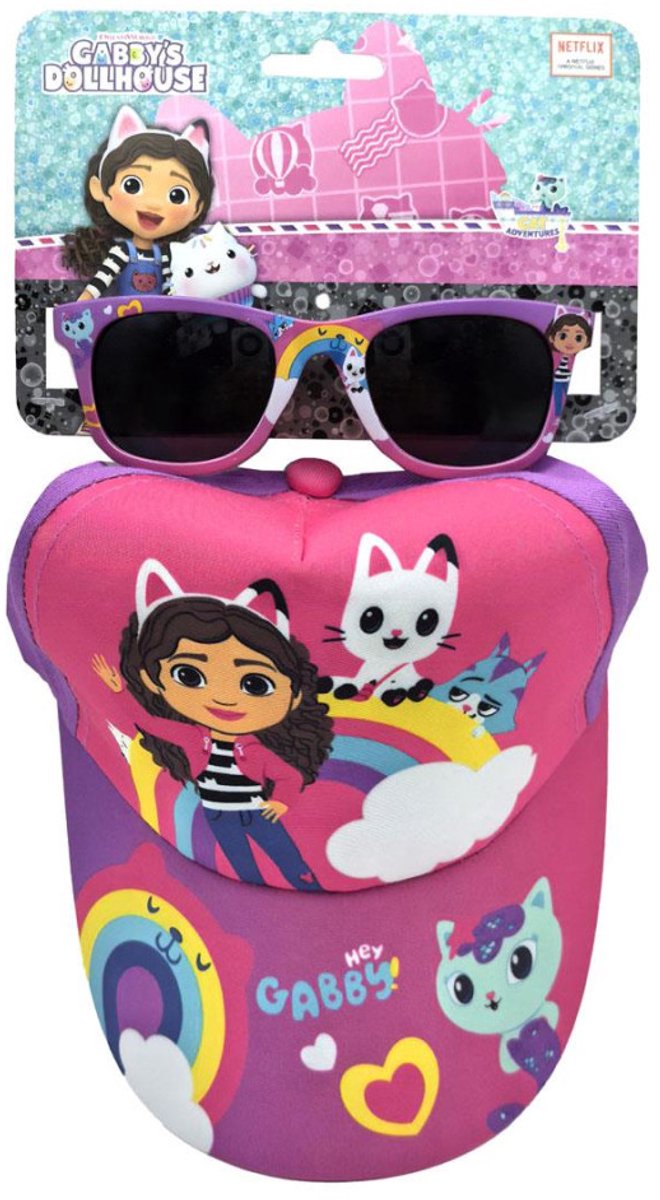 Gabby's Poppenhuis Pet en Zonnebril Set Meisjes - UV400 Bescherming - Roze Paars - Officieel Gelicenseerd