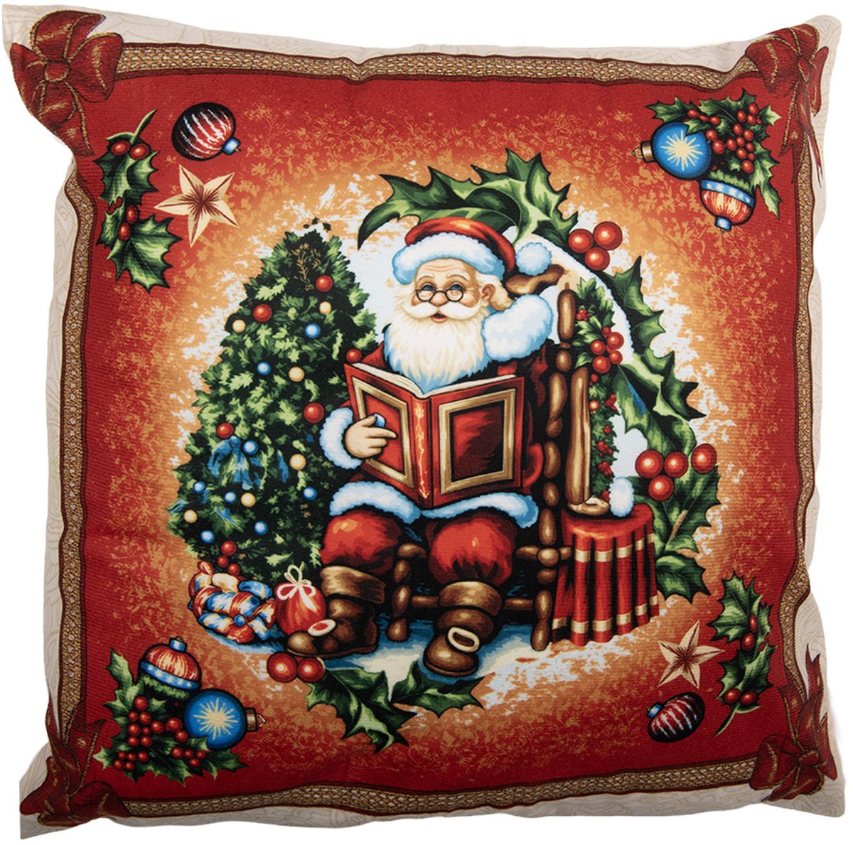 Clayre & Eef Kussenhoes 45x45 cm Beige Polyester