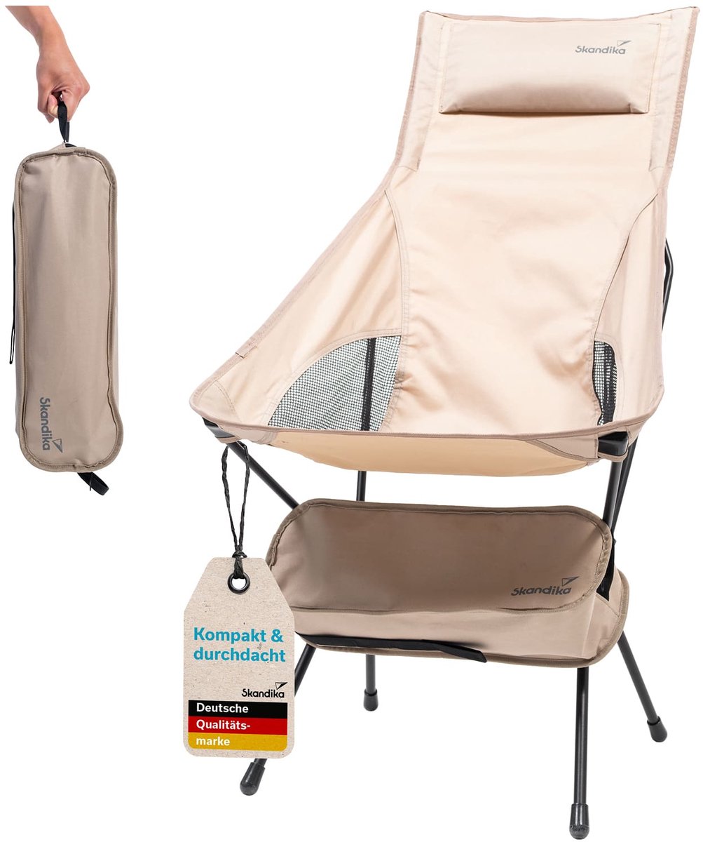 Skandika campingstoel Solig - Opvouwbare klapstoel, belastbaar tot 120 kg, stalen frame, gevoerde rugleuning, mesh-inzetten | Campingstoelen, klapstoelen, stoel voor camping, outdoor, balkon, tuin
