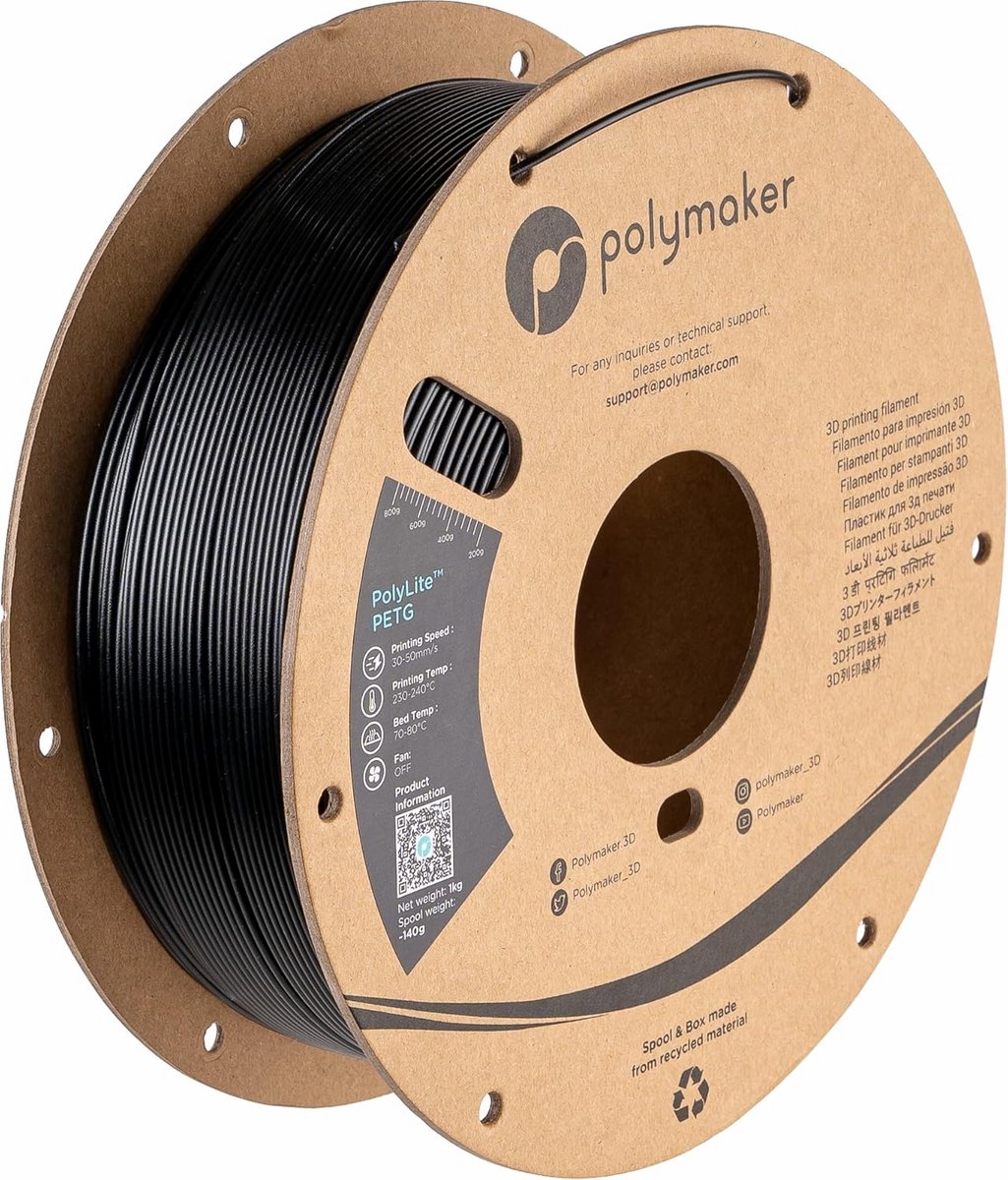 Zwart PETG 3D-printfilament 1,75 mm 1 kg