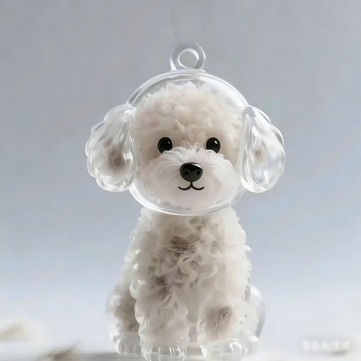 Daity Sleutelhanger met bedel ter nagedachtenis aan hondenhaar - fles ter nagedachtenis aan dierenhaar in de vorm van een hond - capsule voor het verzamelen van dierenhaar als zelfgemaakt geschenk - as van dierenhaar als aandenken (witte teddybeer)
