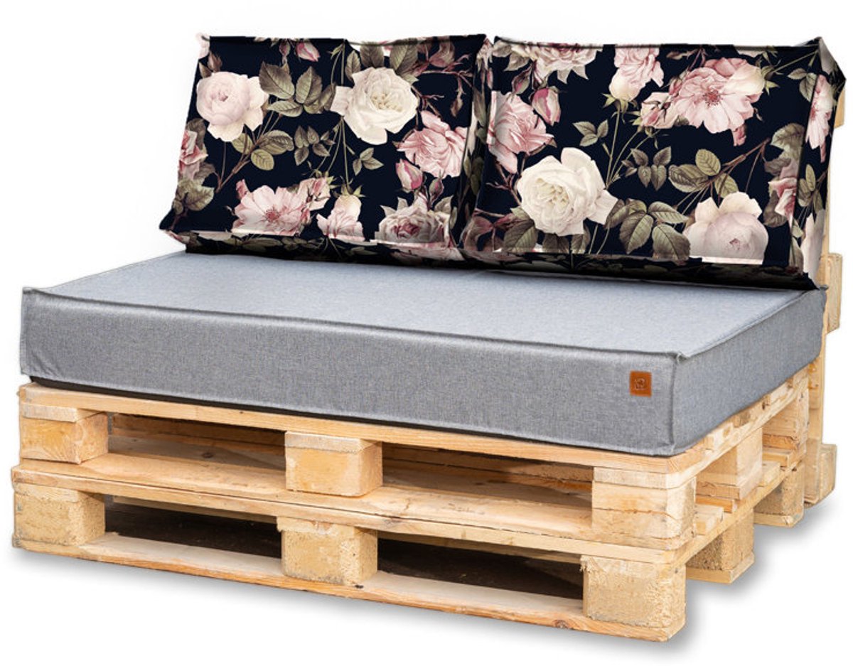 Blomster Outdoor - Tuinkussens Set voor Palletmeubels - Waterafstotend - Europallet - 120x80x15 cm