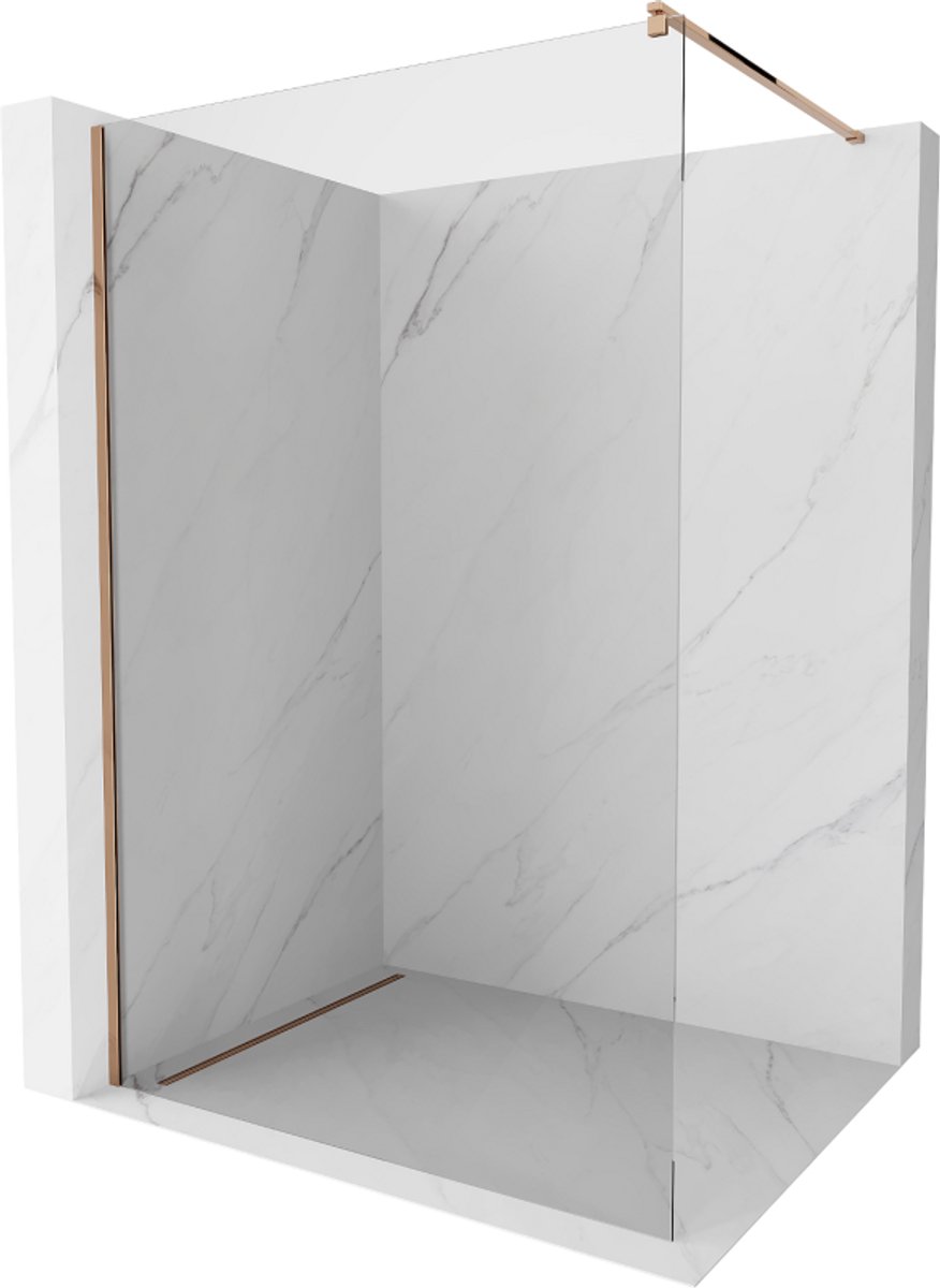Mexen Kioto douchewand Walk-in 65 x 200 , transparant 8 mm, roze goud - 800-065-101-60-00