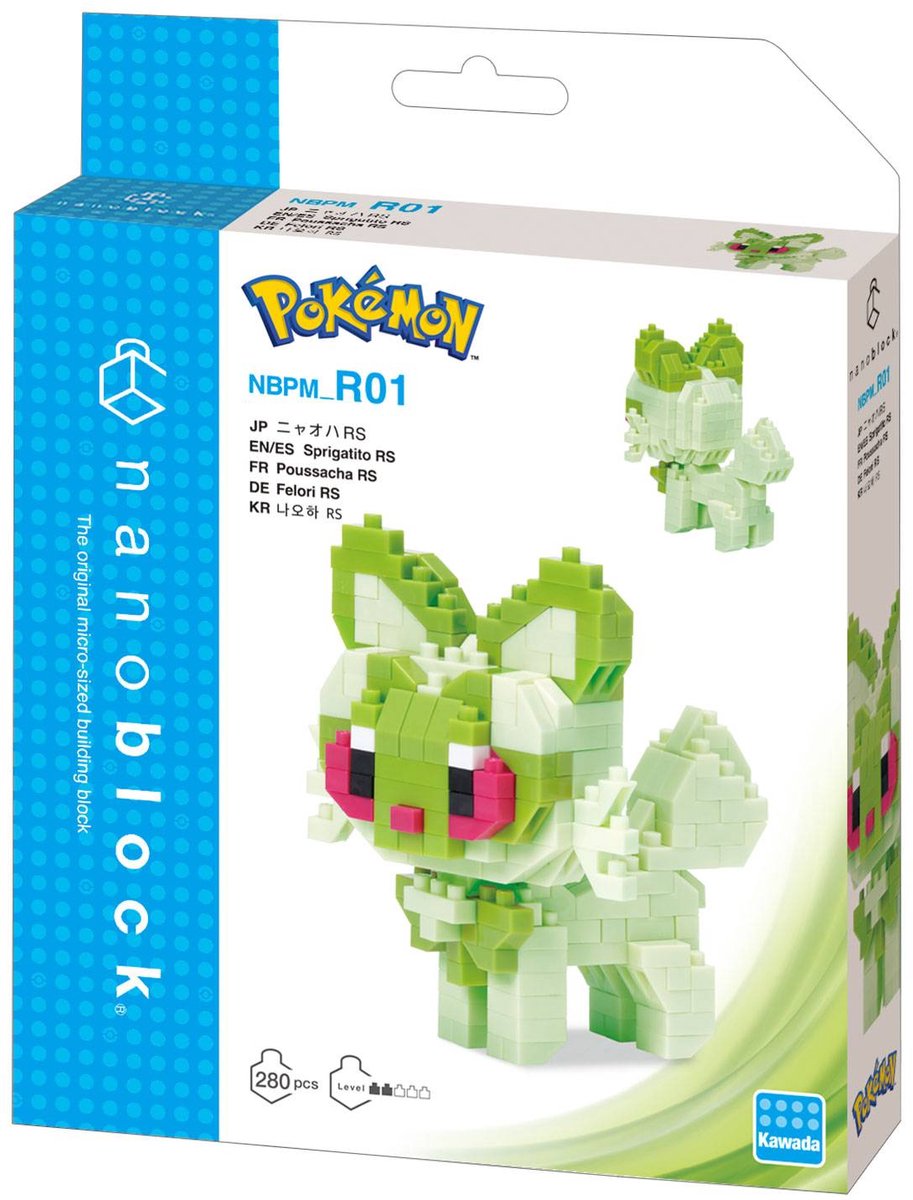 Bandai - Nanoblock - Poussacha (Sprigatito) - Pokémon - Mini Pokémon Brick Figuur - Pixel Chickachio Pokémon Figuur Bouwpakket - Speelgoed Kinderen 12+ Tiener Volwassenen - NBPM01