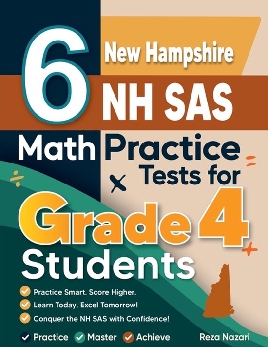 6 New Hampshire NH SAS Grade 4 Math Practice Tests - cover