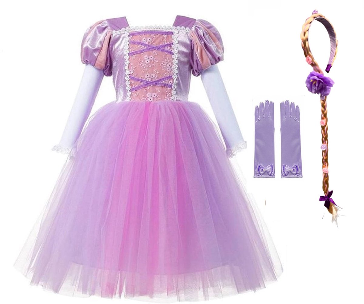 Het Betere Merk - Prinsessenjurk Meisje - Prinsessen Speelgoed Meisje Speelgoed Voor Bij Je Prinsessen Jurk Tiara Prinsessen Verkleedkleding Paars Frozen Elsa