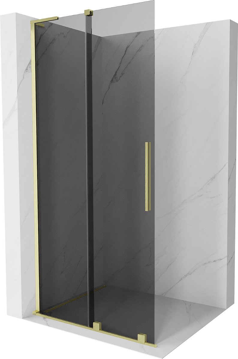 Mexen Velar L douchewand schuifdeur Walk-in 120 x 200 , grafiet 8 mm, goud geborsteld - 871-120-003-43-55