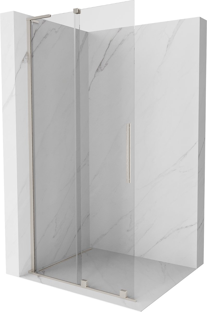 Mexen Velar L Schuivende Walk-in douchewand 120 x 200 , transparant 8 mm, geborsteld nikkel - 871-120-003-03-97