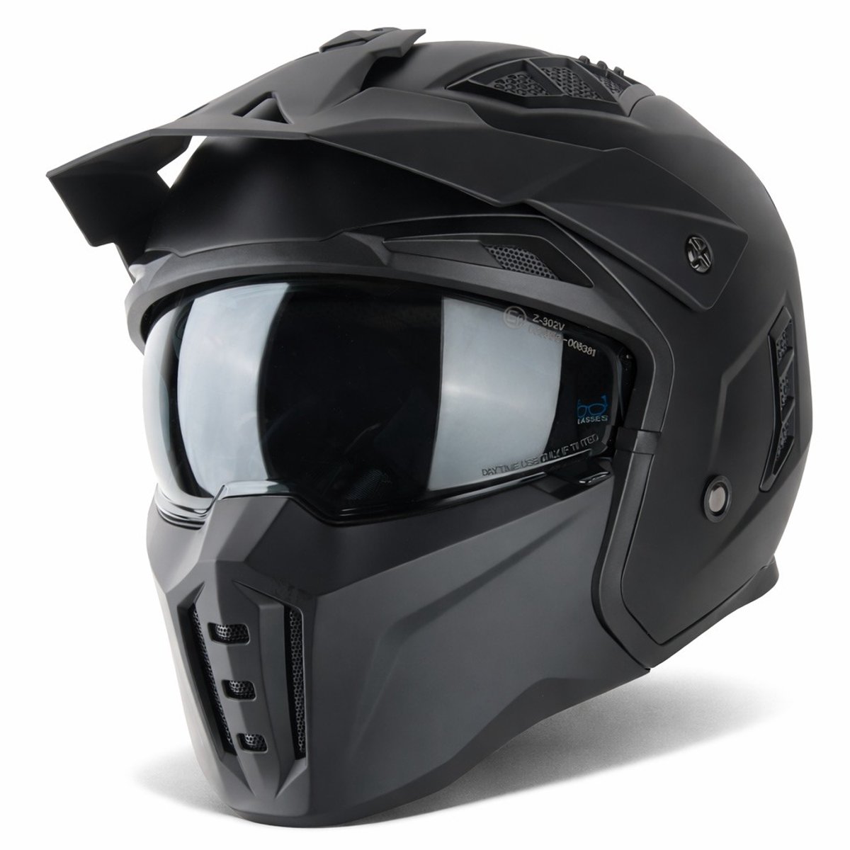 VINZ Kioto Street Fighter Helm - Motorhelm & Scooterhelm & Brommerhelm - ECE 22.06 - XS tm XXL - Mat Zwart - XL