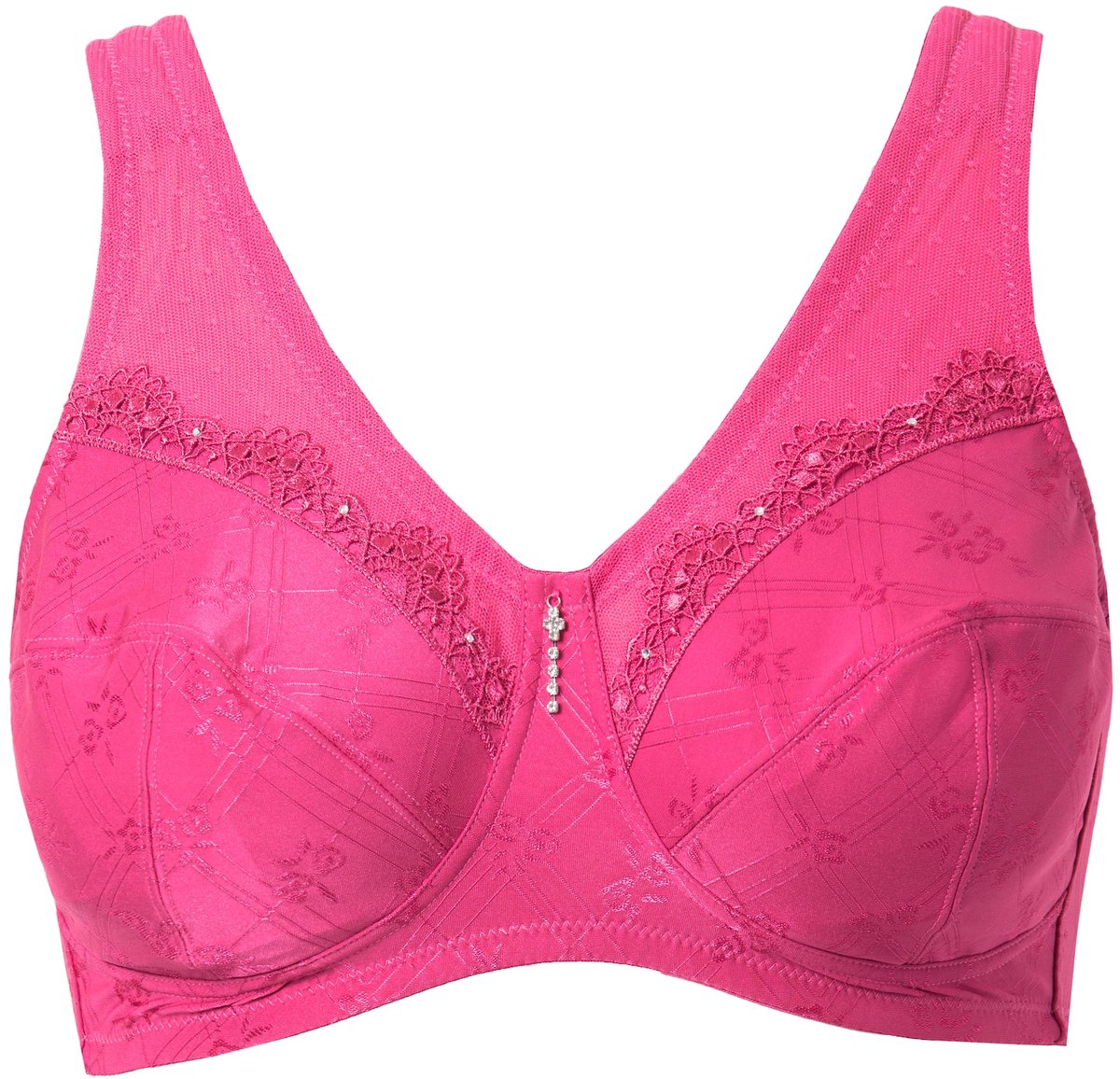 Ulla Popken Dames - Ontlastingsbeha zonder beugel kant - Mat roze