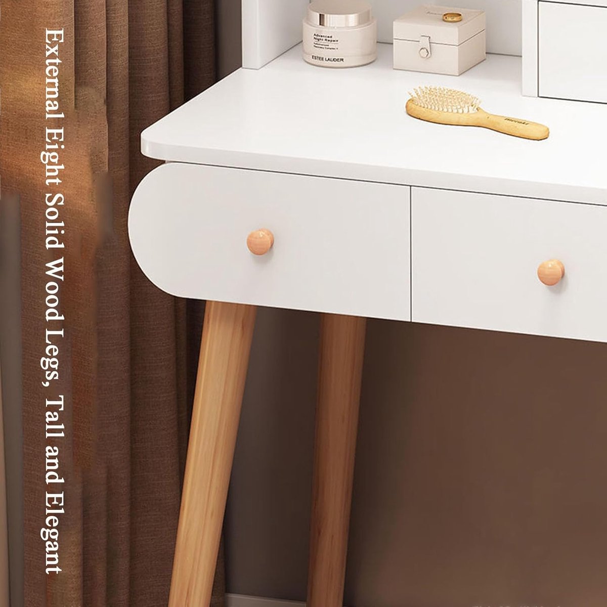 Schminktisch met LED Spiegel en Opberglades – Make-up Tafel met 3-Kleur Verlichting, Grote Schublade, Ladekast en Gepolsterde Hocker – Ruime Afmetingen – Pauwhome