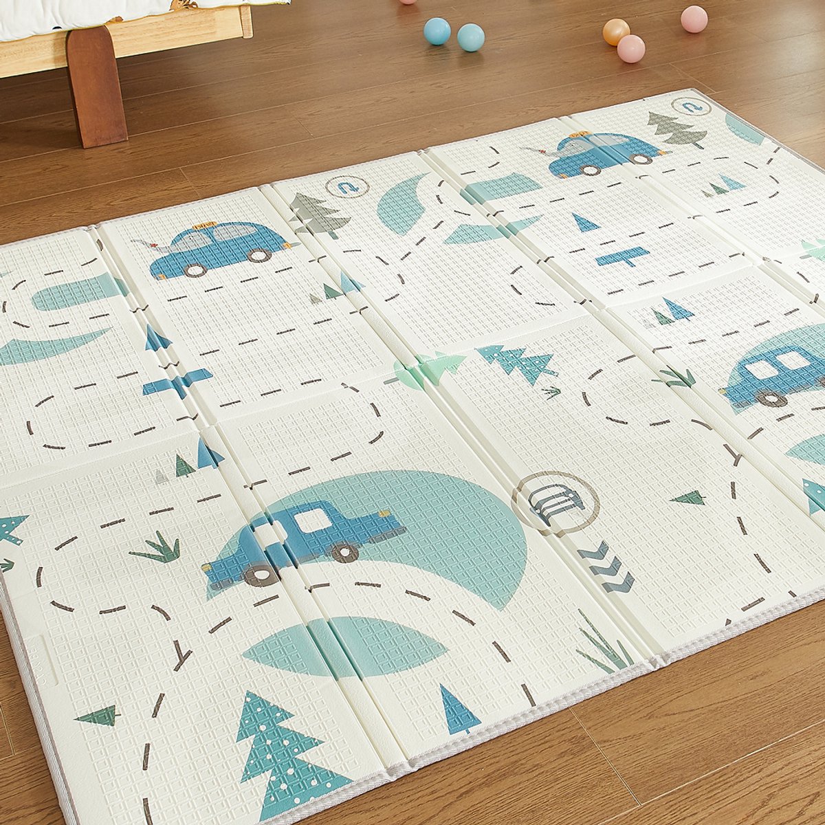 CASABEL Baby Speelmat 180×150 cm, Opvouwbaar, Waterdicht, Dik, Landwegpatroon, Groot Formaat en Gemakkelijk Op te bergen
