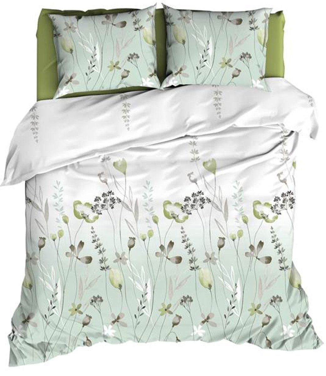 Satin d'Or Zizi Dekbedovertrek - Tweepersoons - 200x200/220 cm - Dustygreen