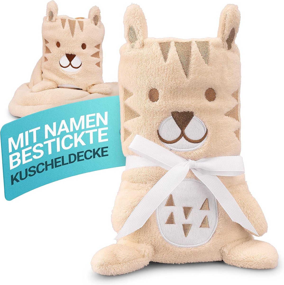 2-in-1 Baby Deken Knuffel met Naam Borduring - Zacht en Persoonlijk Geboortecadeau
