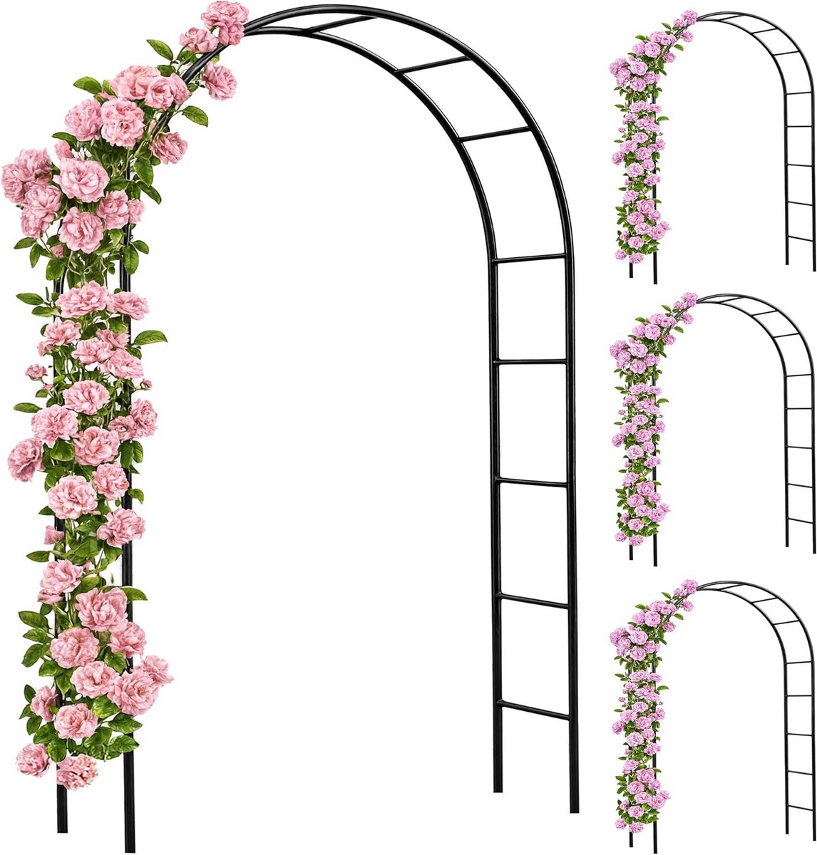 Rozenboog Set van 4, Metalen Tuinbogen 240x140x37cm, Stabiele Weerbestendige Klimhulp voor Rozen en Klimplanten