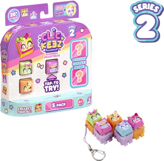 Clickeez Series 2 - 5 Pack - Fidget - Verzamel ze allemaal - Anti Stress - Speelgoed - Ontspanning - Toetsenbord Fidget - 30+ nieuwe Clickeez te verzamelen!