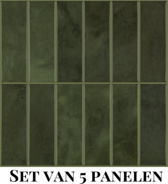 Panneaux muraux Wallways - Carreaux adhésifs - Set de 5 carrelages - Autocollant carrelage - carrelages autocollants - 30 x 30 cm - Imperméable - Résistant aux rayures - Résistant à la chaleur - Couche adhésive 3M - 2 mm d'épaisseur - Vert marocain