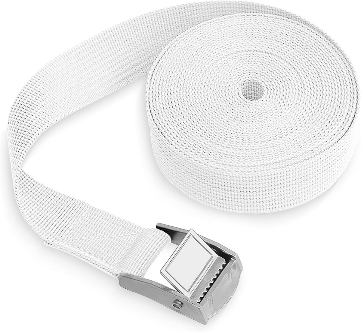 Verstelbare riemen met sjornokgesp voor intensieve spanning, 5 m x 25 mm, wit