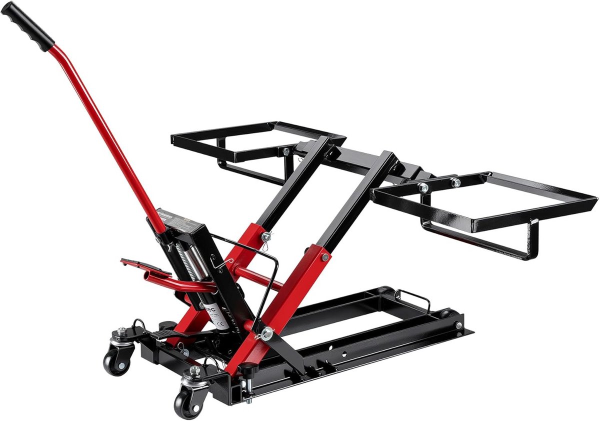 3-in-1 hydraulisch hefplatform voor rijdende maaiversies en motorfietsen - hefvermogen tot 300 kg - mobiel machine hefboom met hefhoogte tot 53 cm - verstelbare hefbomen - geschikt voor motoren, ATVs en grasmaaiers