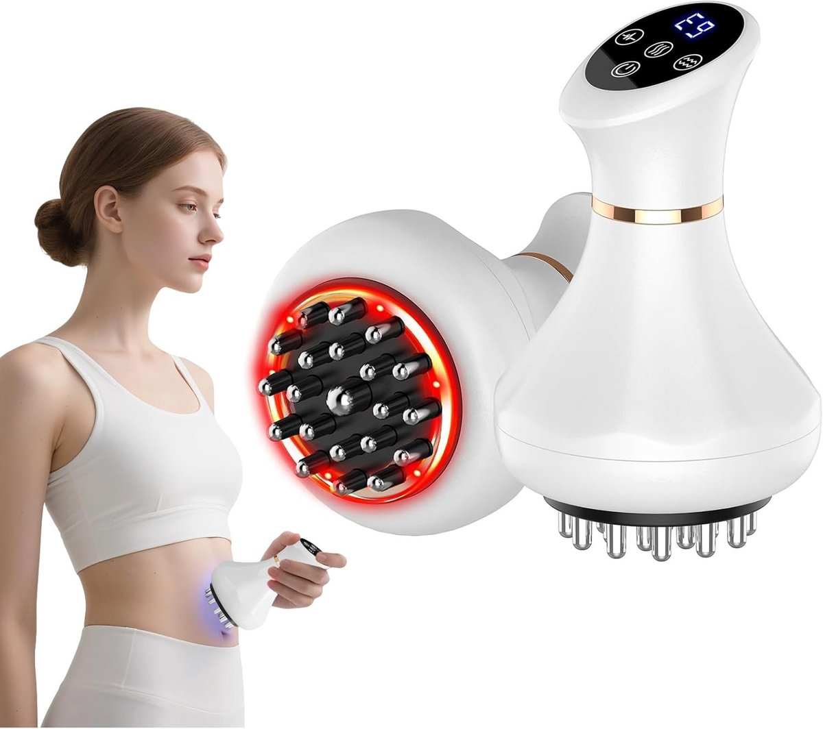 Lymfedrainagemassageapparaat - Handzaam apparaat voor verlichting van lymfoedeem en lipoedeem - Anti-cellulitismassageapparaat voor vrouwen, vermindert stretchmarks en cellulitis op de dijen en buik, verlichting van ischiaspijn