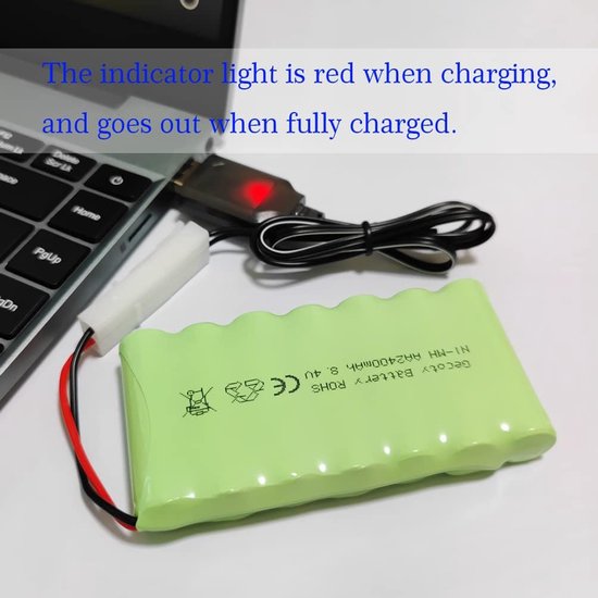 Batterie Ni-MH 8,4V 2400mAh Gecoty – Rechargeable USB + Prise Tamiya – Pour RC Et Outils électriques