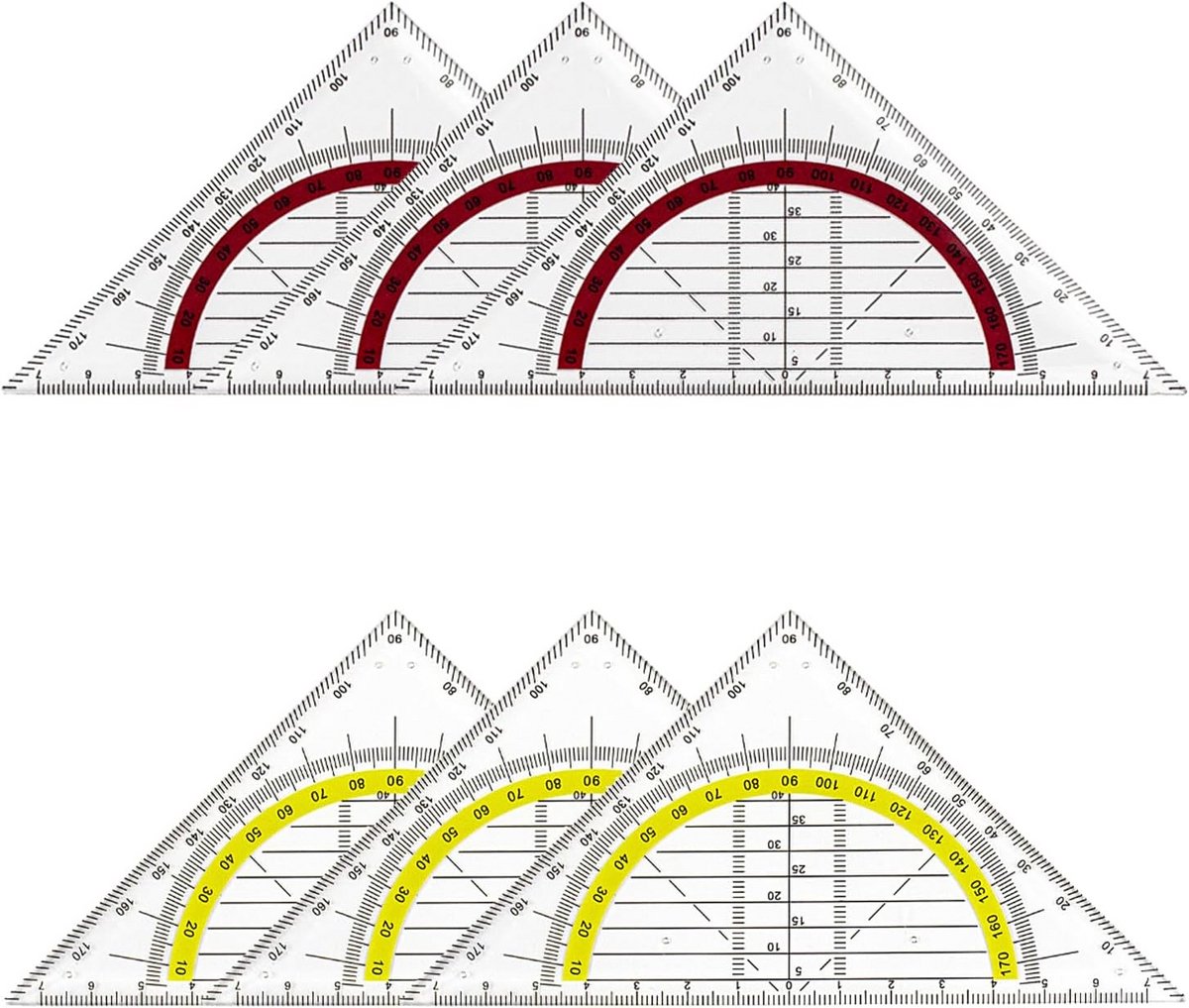 6 Stuks Grote Transparante Geometrie Driehoeken van Flexibel Kunststof met Handvat
