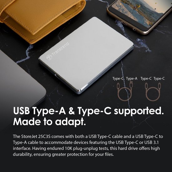 Externe harde schijf USB Type C 2 TB aluminium — afbeelding 2