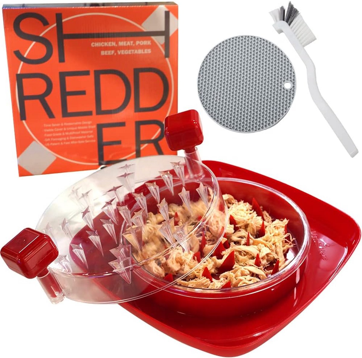 Multifunctionele Vleesversnipperaar en Kippenshredder met Uitneembaar Compartiment - Handig voor Salades