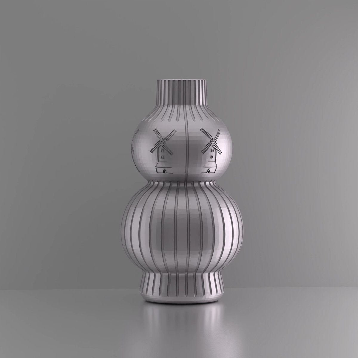 3d-gezellig Julia met molen - Vaas - Waterdicht - Zilver - Maat 25 cm - Kunststof - Modern - Bloemenvaas - 100% gerecycled PLA (bioplastic)