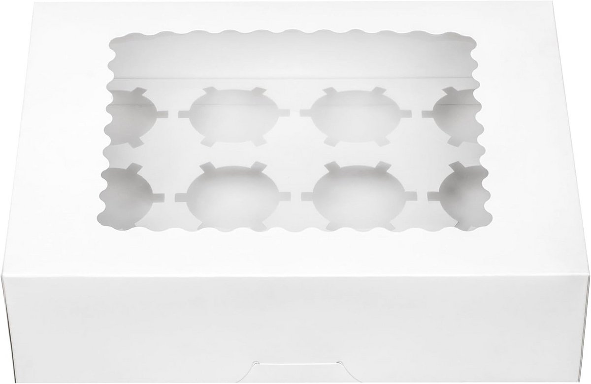 36 Stuks Luxe Cupcake Transportdozen met Venster - Set van 3 - Wit