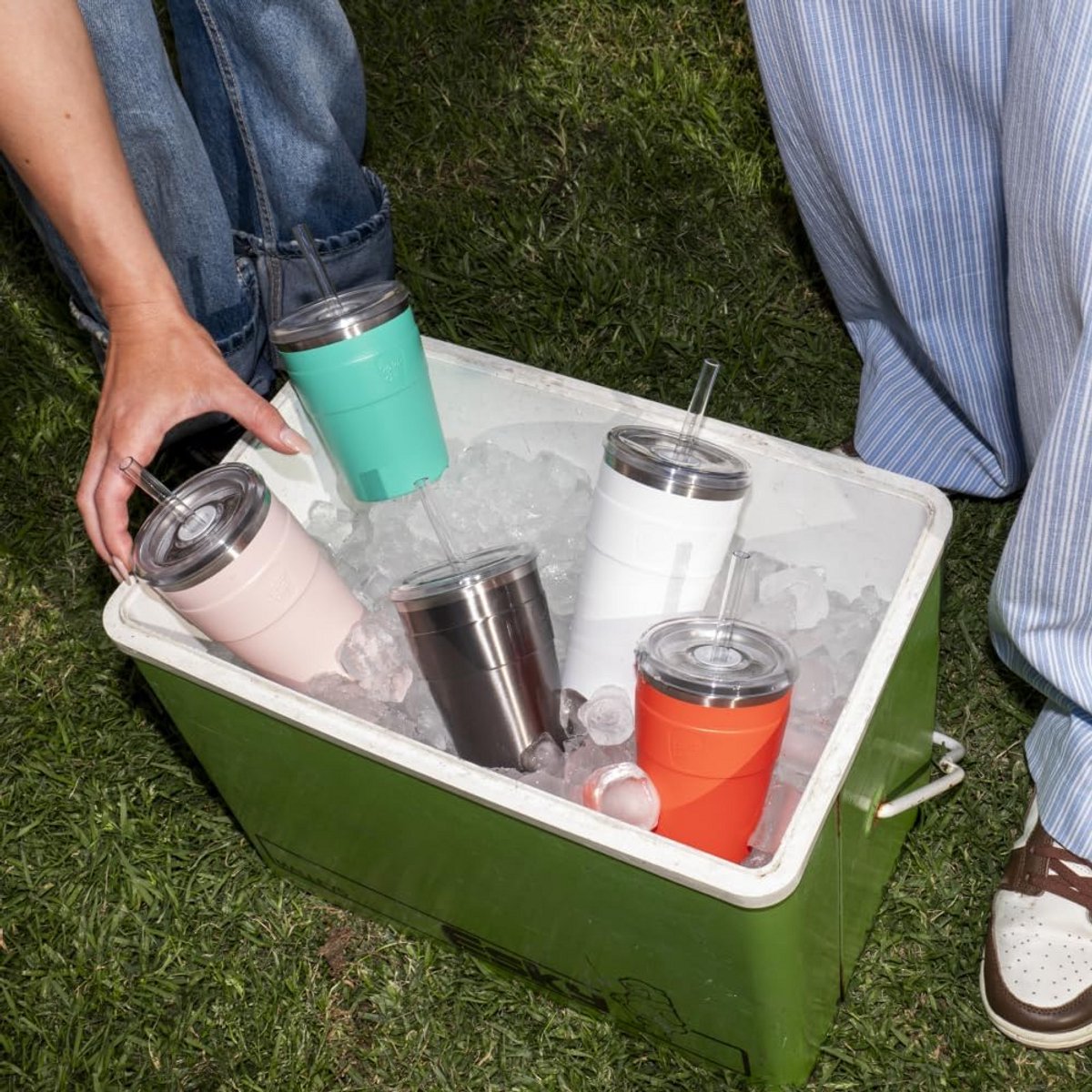 Thermische Koude Beker RVS - Geïsoleerde Herbruikbare Drinkbeker met Deksel en Rietje - 340ml