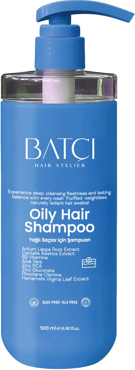 BATCI Anti Vette Haar Shampoo - Voedende Formule Verrijkt met Aloë Vera Extract voor Sebum Balans - 500 ml