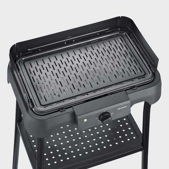 Severin PG 8596 Tafelgrill met Voet - 2000 W - Aluminium Grillplaat - Glad & Geribbeld - Zwart van Merkloos — afbeelding 2