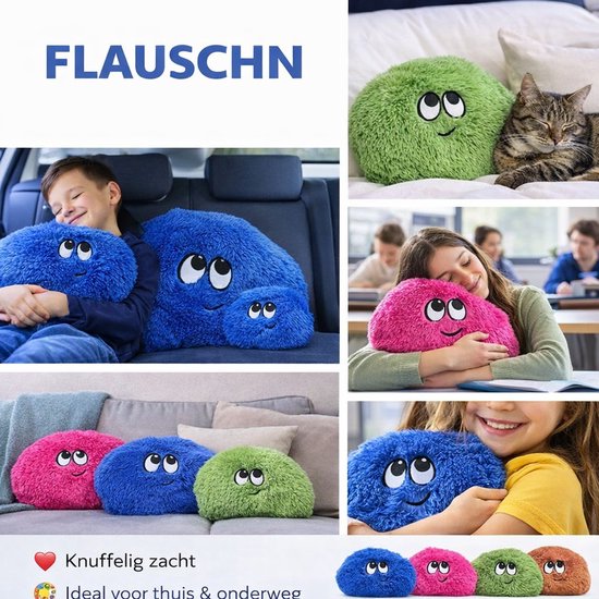Kussen - Flauschn - Knuffelkussen - Groot - Buddyflauschn - Samba Rood - Ø 50cm - Wasbaar 40ºC van $ — afbeelding 2