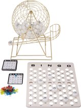 Bingospel gekleurd/geel 1-90 met bingomolen, fiches en 48 bingokaarten Bingospel gekleurd/geel 1-90 met bingomolen, fiches en 48 bingokaarten