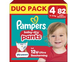 Pampers Baby-Dry Pants Maat 4 - 82 Luierbroekjes - 9kg-15kg