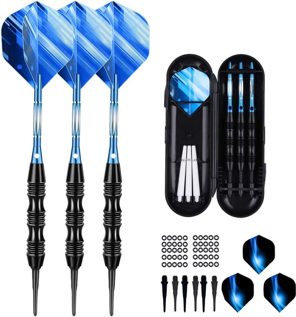 Softdartpijlen Set 20 Gram met Kunststof Punten voor Elektronisch Dartbord - Inclusief Extra Accessoires
