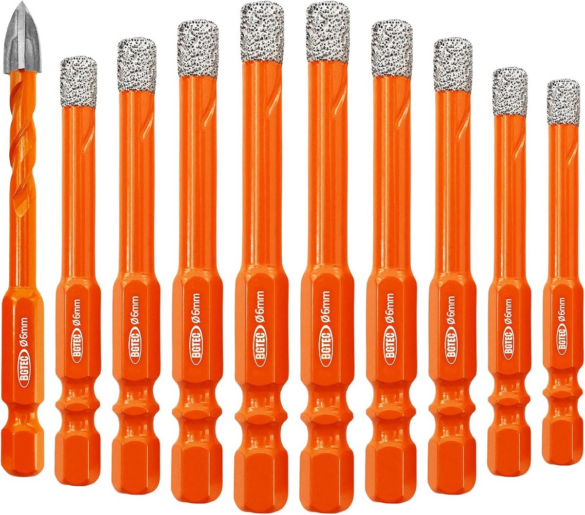 Set van 10 Diamant Tegelboren en Hardmetalen Boor (6mm/9mm) - Voor Keramiek, Graniet en Marmer