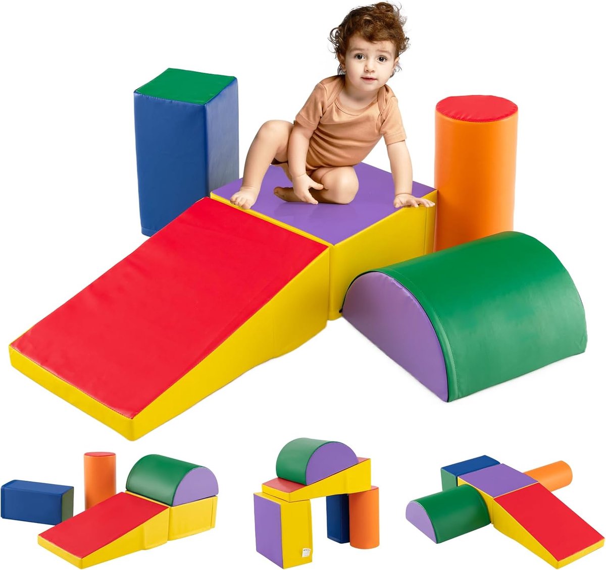 KOMFOTTEU 5 delig Schuimblokken EPE - Soft Play Foam Blokken - Reuze Bouwblokken - Montessori-klimblokken - voor kinderen
