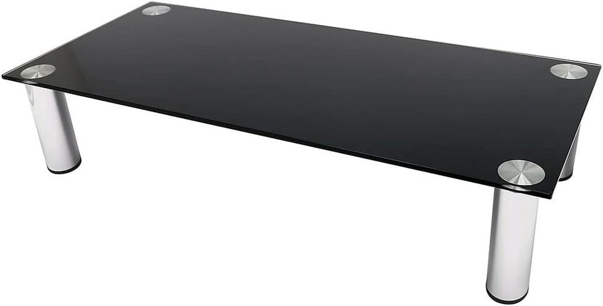 Gladde Glas TV Tafel 80 cm - Verhoging voor Monitor en TV - Zwart - Max 30 kg