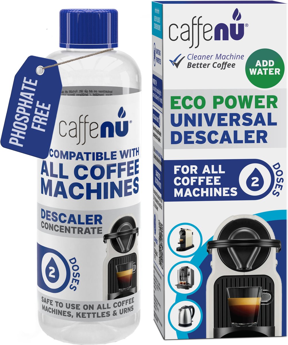 Caffenu Universele Vloeibare Ontkalker Koffiemachine 200 ml - Geschikt voor o.a. Nespresso, Senseo, Dolce Gusto, Philips, De’Longhi en Siemens - 2 Doseringen - Goed voor 8 Maanden