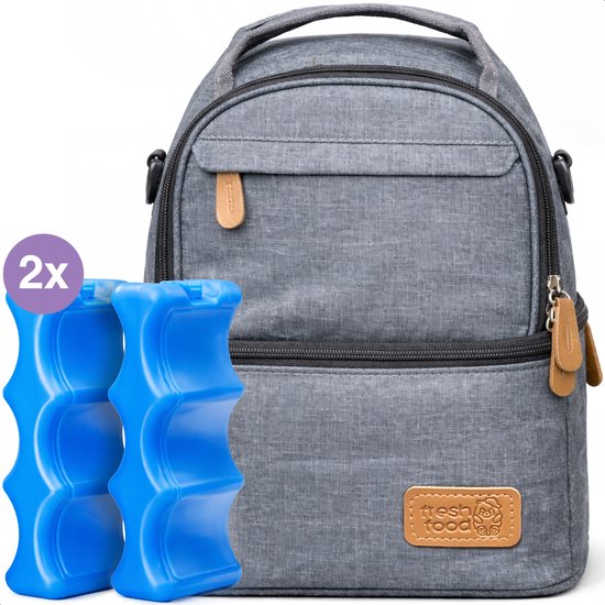 Qwali Sac isotherme à bandoulière et à dos pour lait maternel – Allaitement – Bébé – Sac à dos rafraîchissant – Grijs