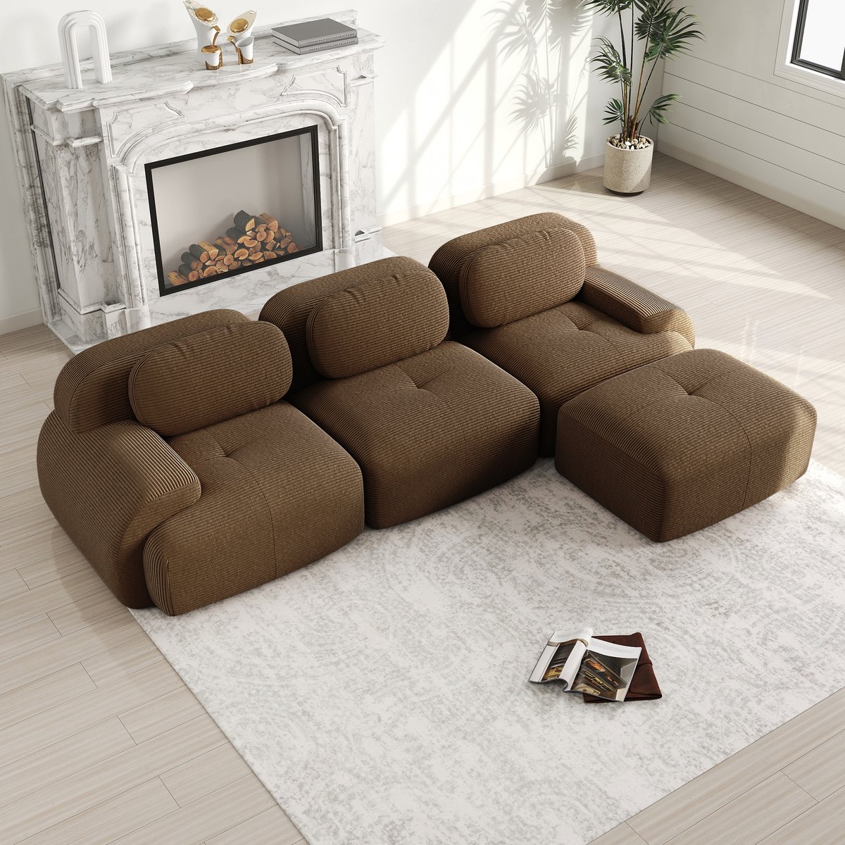 MIVRAY Hoekbank Modulair - Ergonomisch Met Brede Armleuningen - Montagevrij Voor Woonkamer