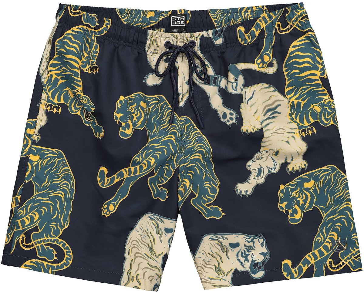 STHUGE - Heren - Zwemshort beachwear elastische band - Navy blauw - Maat XXL