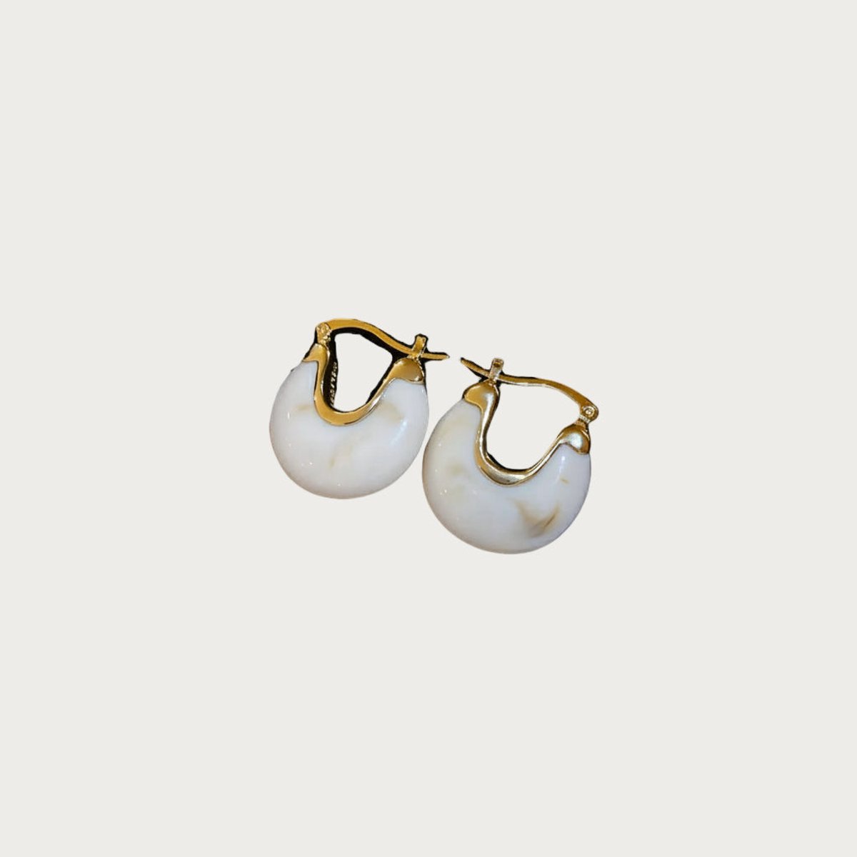 Duni - Oorbellen - Stainless Steel - Beige - -