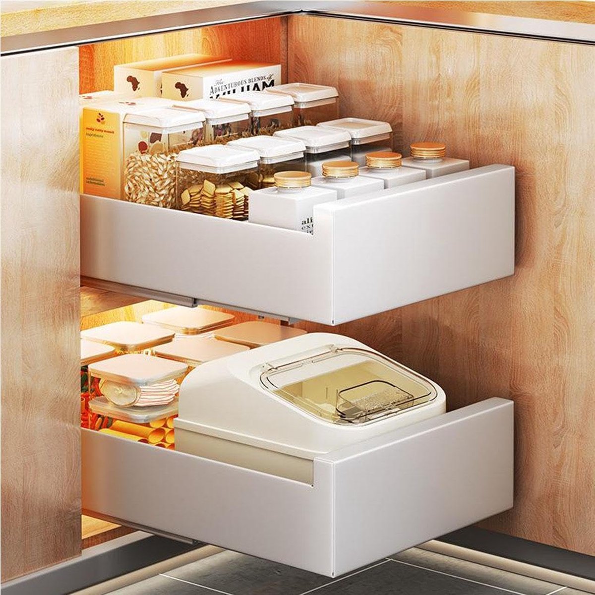 Kastlade Organizer - Uitschuifbare Plank - Keuken Opbergen - Geen Boor Nodig - 25cm Breed - Wit