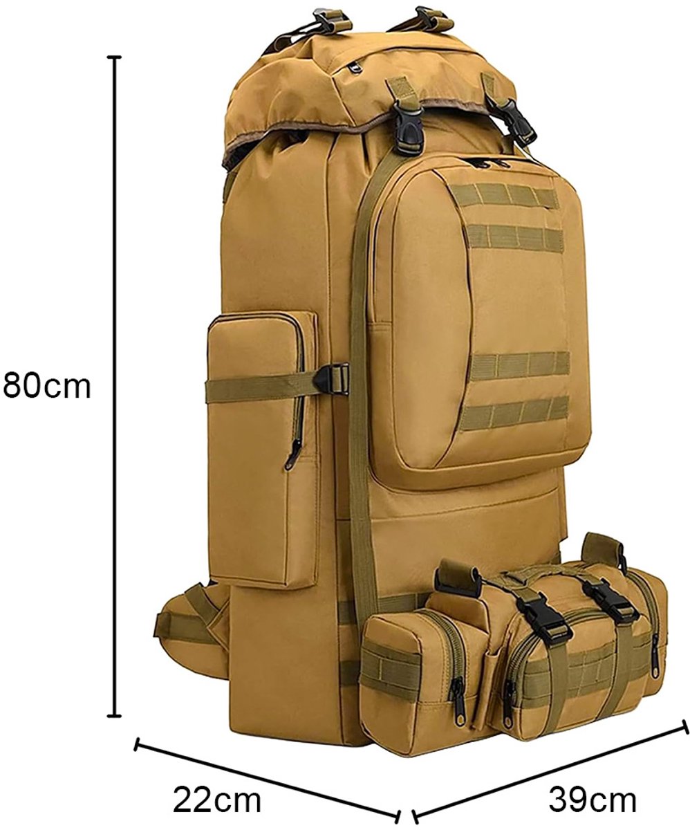Wandelrugzak 100L - met Regenhoes - Waterdicht & Lichtgewicht - Lichtgewicht Backpack met Heupriem - Voor Trekking, Kamperen & Outdoor - Heren & Dames - Khaki