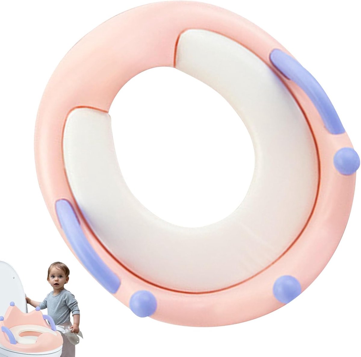Toiletbril voor kinderen - Potzitting trainer - Zindelijkheidstraining thuis - Met handgrepen - 43 x 36 cm - Roze