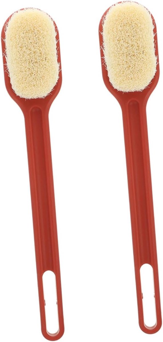 Badborstels Set - Nylon Borstel Rug - Huid Reinigen - Lange Handgreep - 36cm Lengte - Rood