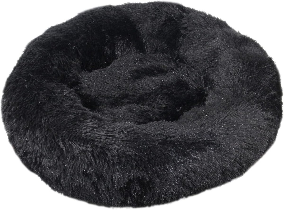 Huisdierbed Rond Pluche - Donut Kattenmand - Rustgevend Slapen - Extra Zachte Vulling - 50CM Diameter - Blauw